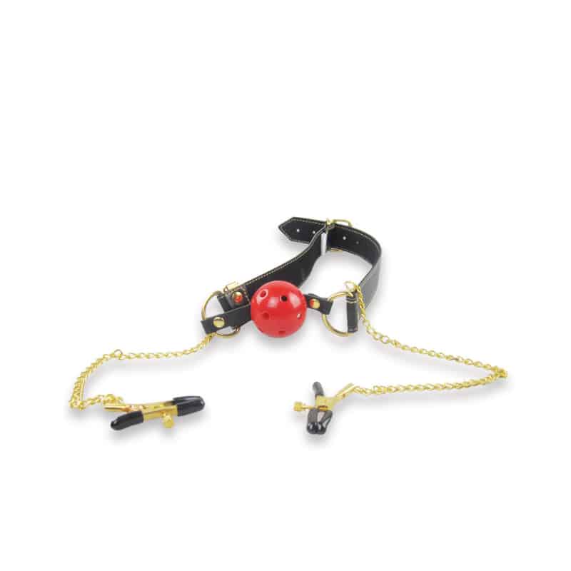 ROOMFUN SM Gag & Adjustable Clamps BDSM | buy Adult toys Online at 18Plus World Malaysia ROOMFUN SM Gag & Adjustable Clamps - Image 6