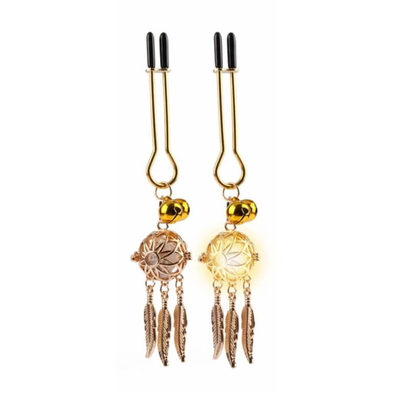 Fetish Romance Golden Leaf Nipple Clamps For Her | buy Adult toys Online at 18Plus World Malaysia