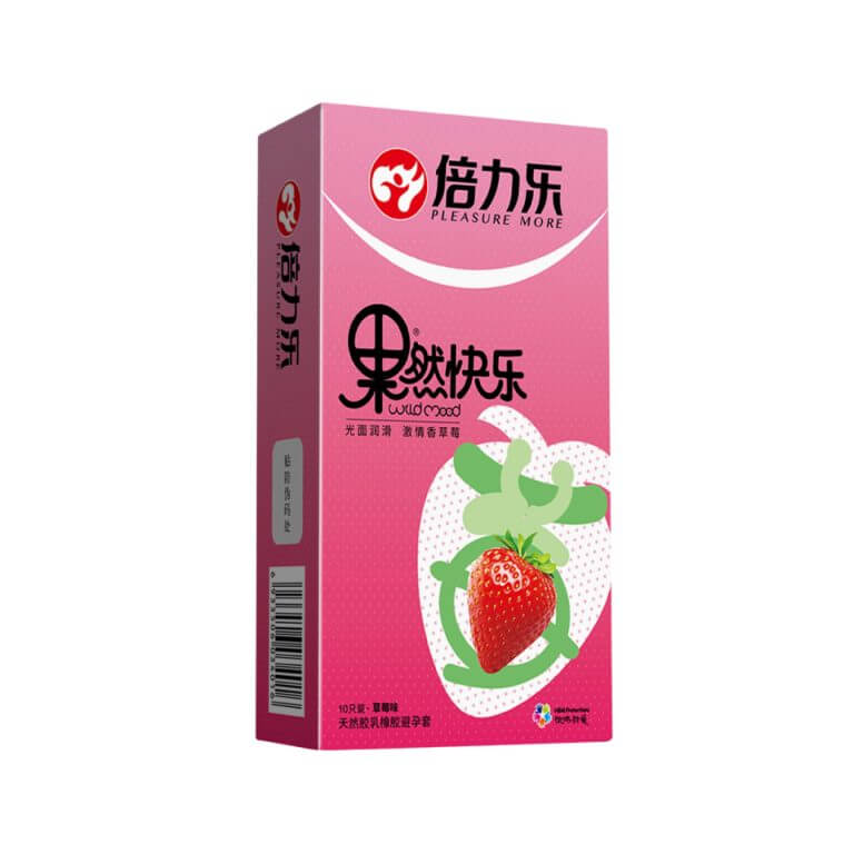 PLEASURE MORE Strawberry Condom Condom | buy Adult toys Online at 18Plus World Malaysia