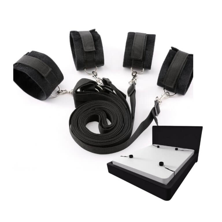 SM Black Under Bed Handcuffs with Straps BDSM | buy Adult toys Online at 18Plus World Malaysia