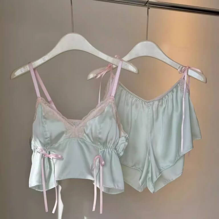 Pastel Romance Silk Nightwear with Ribbons For Her | buy Adult toys Online at 18Plus World Malaysia