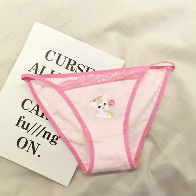 Cute Pink Kitty Print Soft Cotton Panties For Her | buy Adult toys Online at 18Plus World Malaysia