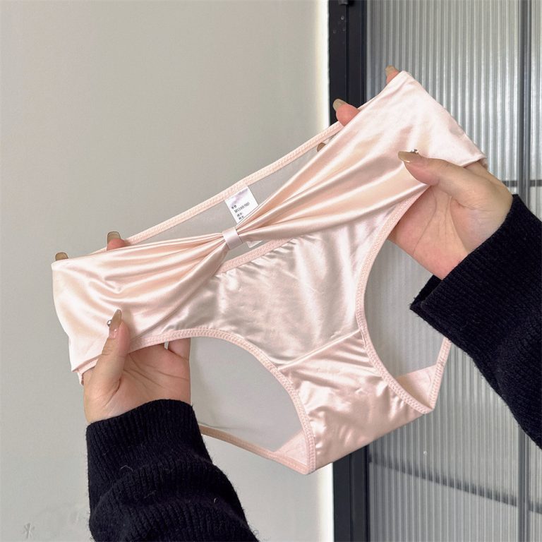 Soft Pink Satin Bow Detail Women’s Briefs Pants for her | buy Adult toys Online at 18Plus World Malaysia